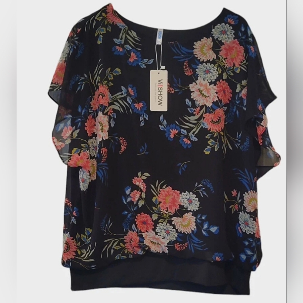 Black Floral Women's Blouse